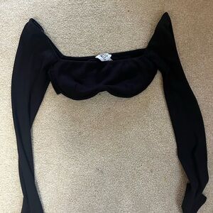 PRINCESS POLLY BECCA LONG SLEEVE CROP TOP BLACK